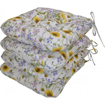 Podsedák Nábytek PEGAS Sedák UNI Maxi motiv luční kvítí na bílé - set 4 kusy