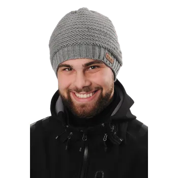 Čepice R-JET Světle šedá pánská zimní pletená čepice