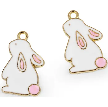 Přívěsek Kovový přívěsek / taháček na zip zvířátko, malé, 6 (60728) bílá králík