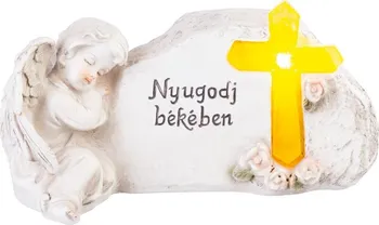 Smuteční dekorace MagicHome Anděl s křížem a maďarským nápisem 2 ks