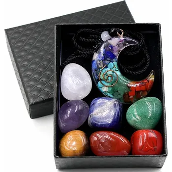 Sada 7 čakrových kamenů s Orgonovým náhrdelníkem (Orgonový náhrdelník + 7 čakrových kamenů)