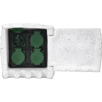 Stavebniny Renkforce 1168609 zahradní zásuvka 4násobná bílá, šedá vzhled kamene