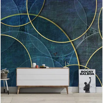 Fototapeta Solution Media 3D tapeta - Zlaté kruhy na plátně MU3270 5 - Imitace kůže - Vliesová tapeta - 320g/m2