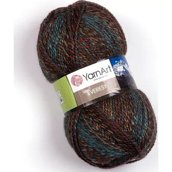 Příze Pletací příze YarnArt EVEREST 7046 hnědo-tyrkysová, melírovaná, 200g/320m