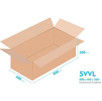 Obalový materiál Kartonové krabice 5VVL - 800x400x300mm - vnitřní 794x394x288mm