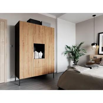 Šatní skříň Nábytek PEGAS s.r.o. Skříň LANZZI 135, Artisan Černý Mat/Dub Artisan