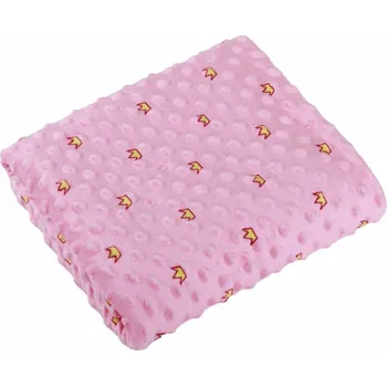 Dětská deka JAN peří Dětská hřejivá deka Minky do kočárku 70x100 cm - korunky/růžová - poslední kus!! - Dětská hřejivá deka Minky do kočárku 70x100 cm - korunky/růžová