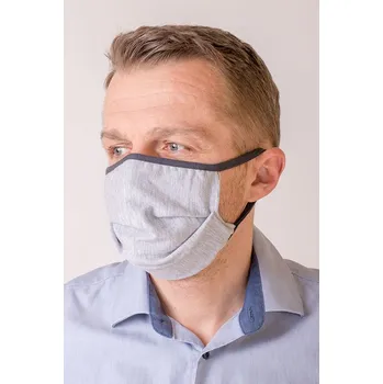 Plynová maska Bavlněná úpletová rouška na ústa a nos dvouvrstvá - světle šedá