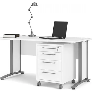 Psací stůl Nábytek PEGAS s.r.o. Psací stůl OFFICE 80400/35, Bílá/Silver grey