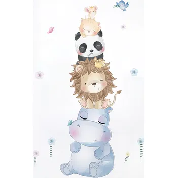 Samolepící dekorace Barevné dětské samolepky na zdi - Kamarádi zvířátka