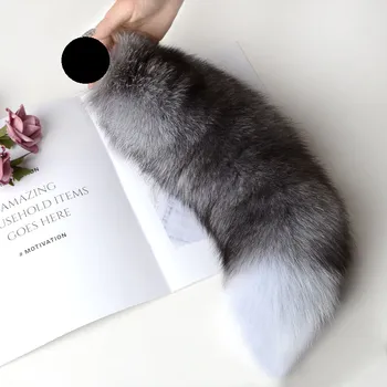 Anální kolík Šedý liščí ocas s bílým koncem bez kolíku