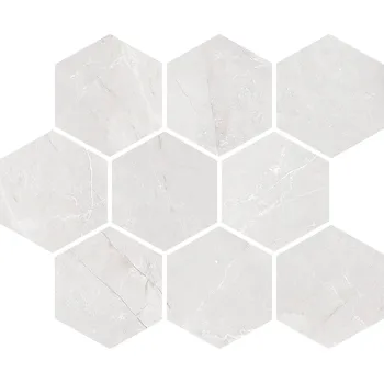 Obklad Braga white mosaic - obkládačka mozaika šestihran 28,6x23,5 bílá lesk 160720