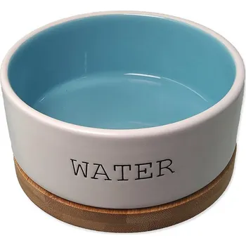 Miska pro psa Keramická miska DOG FANTASY Water s bambusovým protiskluzovým podtáckem 13x5,5cm (400ml)