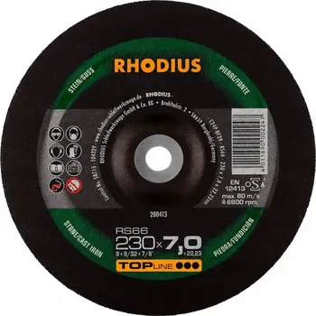 Brusný kotouč Rhodius 200413 | Brusný kotouč 230 x 7,0 x 22,23 mm, RS66