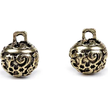 Výtvárné potřeby Rolničky mosazné filigránové Ø12 mm, Ø15 mm, barva 1 (Ø12 mm) zlatá