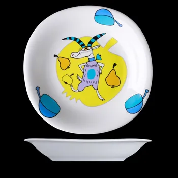 Talíř Dětský porcelán, talíř hluboký 21 cm, Veselá koza, Langenthal