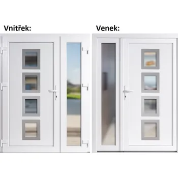 Vchodové dveře Dvoukřídlé vchodové dveře plastové Soft 010 Inox+Sklo Nisip, Bílá/bílá, 130x200 cm, levé