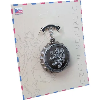 Otvírák ve tvaru zátky od piva Český lev - stříbrný