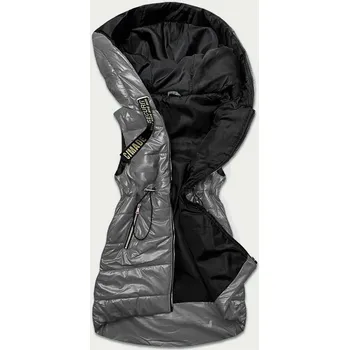 Dámská vesta Dámská lesklá vesta v grafitové barvě s kapucí GB1416 SWEST, odstíny šedé 48 i392_18969-27