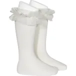CONDOR Dětské podkolenky s tylovou krajkou - krémová Velikost: 0
