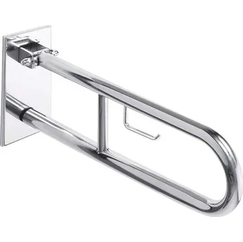 Madlo do koupelny Sklopný úchyt ve tvaru U 600 mm HELP s držákem na toaletní papír nerez lesk