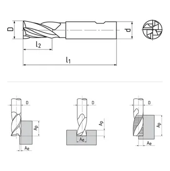 Fréza Fréza válcová čelní dlouhá, 1 břit přes střed din 844 14x53 hss co8/tialn typ n