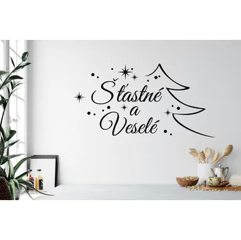 Samolepící dekorace Lepy.cz Samolepka na zeď Šťastné a veselé Vánoce Velikost (šířka x výška): 40x20cm, Barevná varianta: Světle oranžová