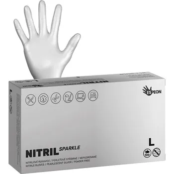 Vyšetřovací rukavice ESPEON NITRIL SPARKLE PERLEŤ Stříbrné NP 4g-100ks - v. XL