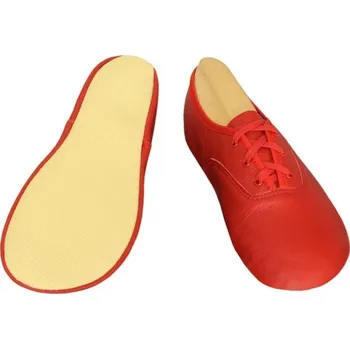 Pánské tenisky Barefoot cvičky šněrovací kůže - podešev pryž - červené - Velikost (EUR) 32 BCSK01222