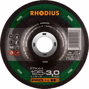 Řezný kotouč Rhodius 201838 | Řezný kotouč 125x3,0x22,23 mm, FTK44, vypouklý