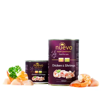Krmivo pro kočku Nuevo kočka adult Kuře a krevety konzerva 400g
