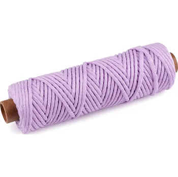 Bavlněná šňůra macrame Ø3 mm rozčesávací Varianta: 19 (010) fialová sv., Balení: 50 m