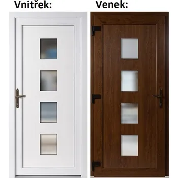 Vchodové dveře Soft Vchodové plastové dveře 010 Zlatý dub / Bílá 100x210 cm, levé, otevírání VEN