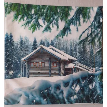 Povlak na dekorativní polštářek Povlak na polštářek VÁNOČNÍ Roubenka