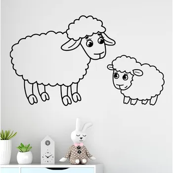 Samolepící dekorace Živá Zeď Samolepka na zeď Ovečky Barva: černá