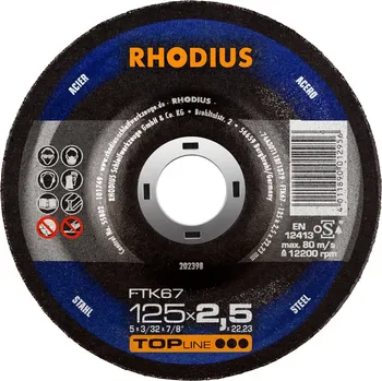 Řezný kotouč Rhodius 202398 | Řezný kotouč 125x2,5x22,23 mm, FTK67, vypouklý