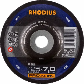 Brusný kotouč Rhodius 200213 | Brusný kotouč 125 x 7,0 x 22,23 mm vypouklý, RS2