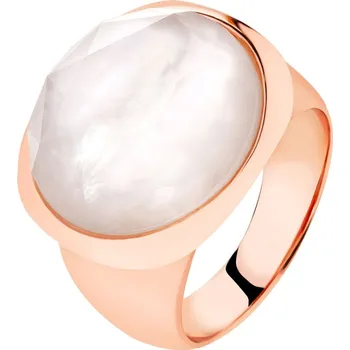 Prsten Pozlacený prsten z mosazi se skleněnými detaily a perletí - AR536-6950