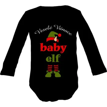 Dětské body Long s potiskem Baby elf - veselé Vánoce dětské