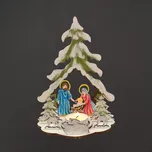 AMADEA Dřevěný svícen na čajovou svíčku betlém, 19 cm, český výrobek