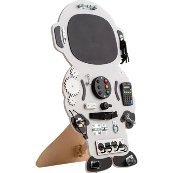 Dřevěná hračka Foxy Family Montessori activity board Spaceland Kosmonaut Varianta: Se stojanem - samostatně stojící