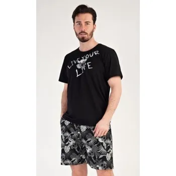 Pánské pyžamo Pánské pyžamo šortky Vienetta Secret Live your life černá S