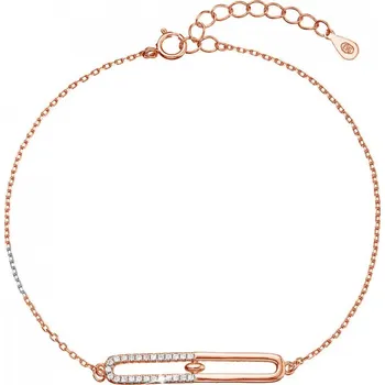 Náramek Pozlacený stříbrný ROSE náramek s oválkem se zirkony 13034.1 crystal