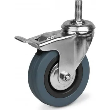 Pojezdové kolečko BKshop Otočné pojezdové kolo s brzdou d50/35kg, šedý kaučuk, kluzné ložisko, čep M12