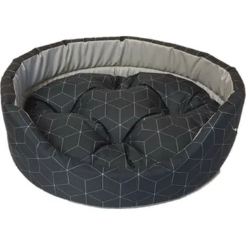 Pelíšek pro psa Pelech ovál s polštářem MODERN 75x66x19cm, černý kosočtverec