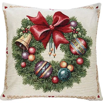 Dekorativní polštářek Dekorační polštář vánoční věnec, 45x45 cm