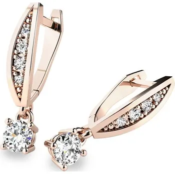 Náušnice Dámské náušnice růžové zlato 585/1000 zirkon visací 10871-CV-ZIR