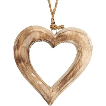Závěsná dekorace dřevěné Srdce 8 cm natur