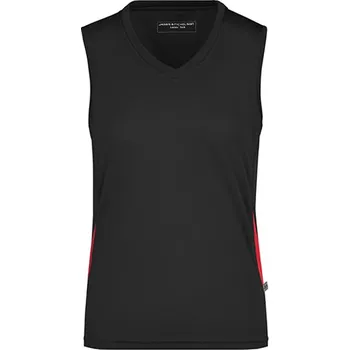 James&Nicholson Dámský běžecký top JN315 Black-Red XXL
