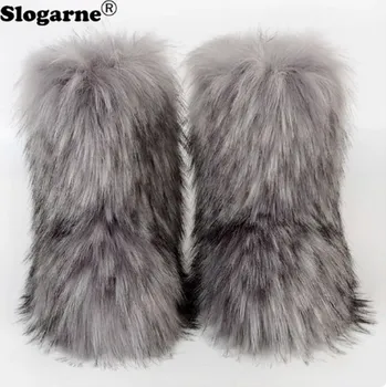 Dámská zimní obuv Extravagantní dámské zimní chlupaté boty Barva: světle šedá, Velikost EUR: 40